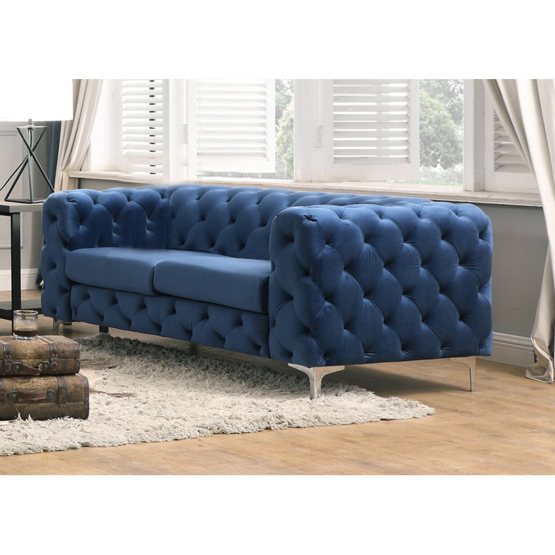 Graford 63'' Velvet Loveseat, Blue