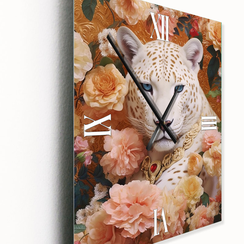 White Tiger Floral Mix I - Horloges murales animaux, Petit