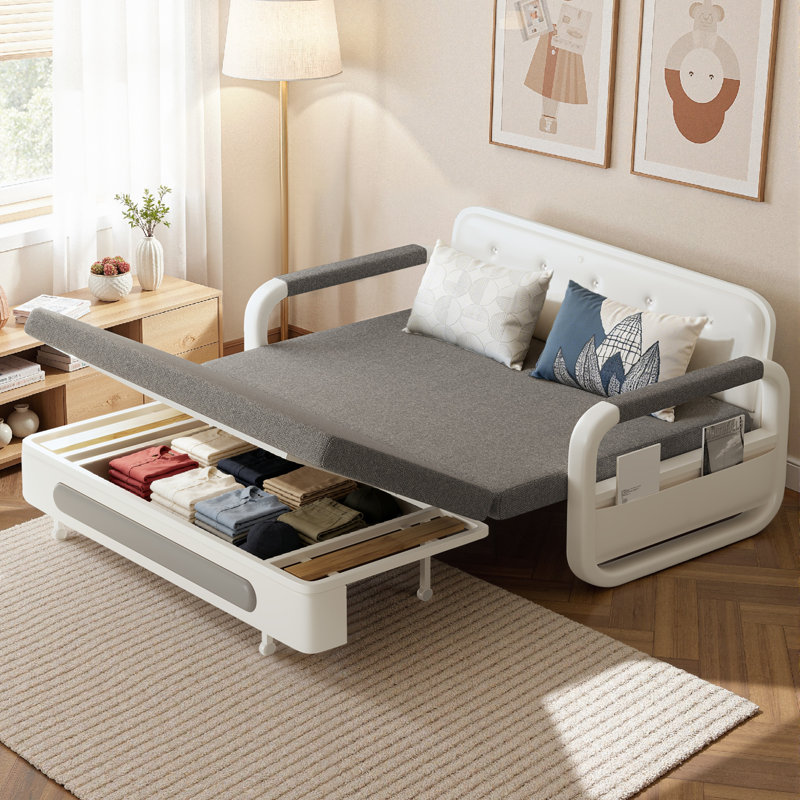 Double Pull Out Sofa Bed Settee with Storage, 87cm H x 158cm W x 88cm D