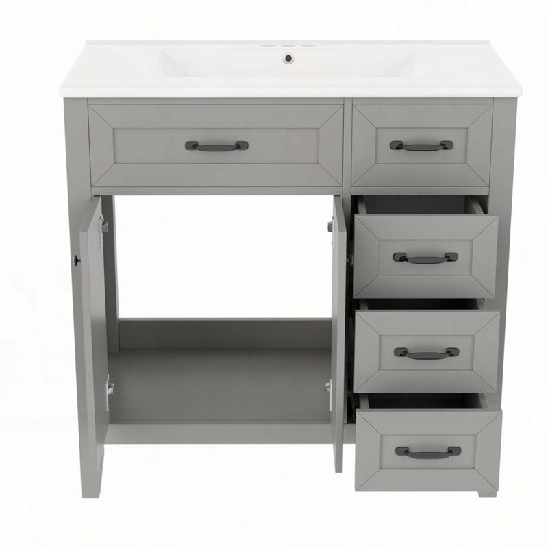 Meuble-lavabo 36 po avec lavabo, Gris