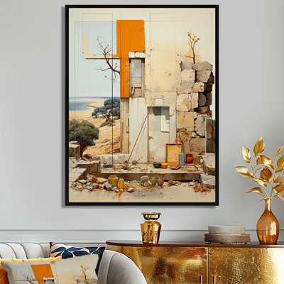 Modernist Ruin By The Seaside - City Buildings, art mural