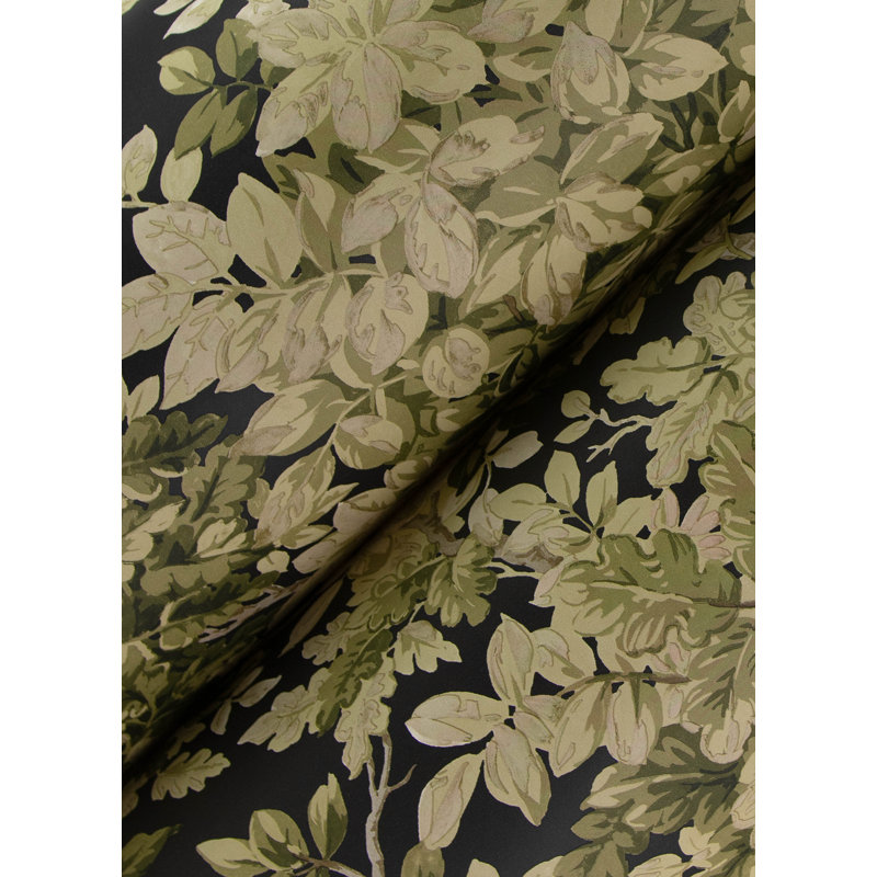 Greenwood Moss Deciduous Wallpaper, Green/Black