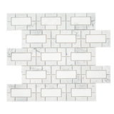 Calabria Frost Geometric 12 in. x 12 in. Polished Marble Mosaic Floor and Wall Tile