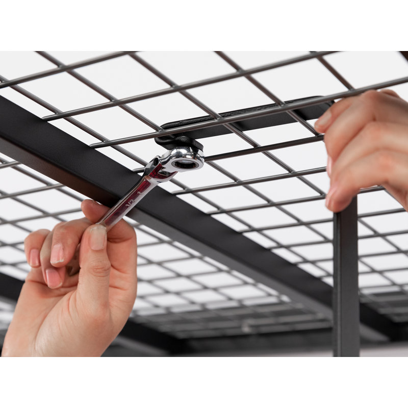 Black Heavy Duty Steel Adjustable Overhead Garage Storage Rack