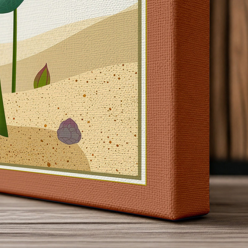 Desert Lotus Botanical - Wrapped Canvas, 30x20 - 76.2 x 50.8 cm, Terracotta Border