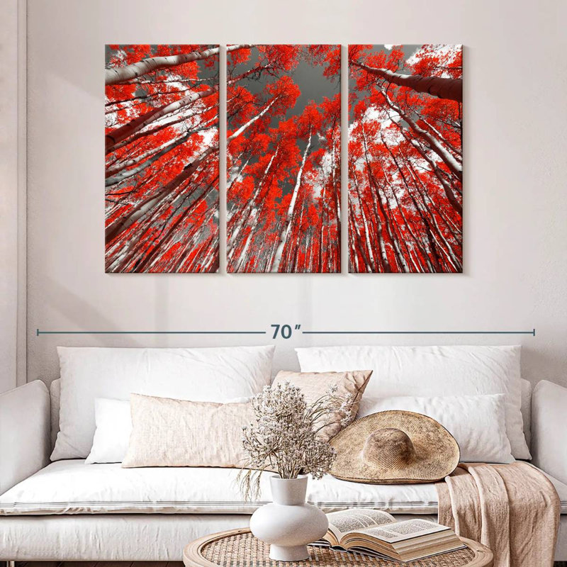 Harnek Red Forest Trees, 32" H x 50" W