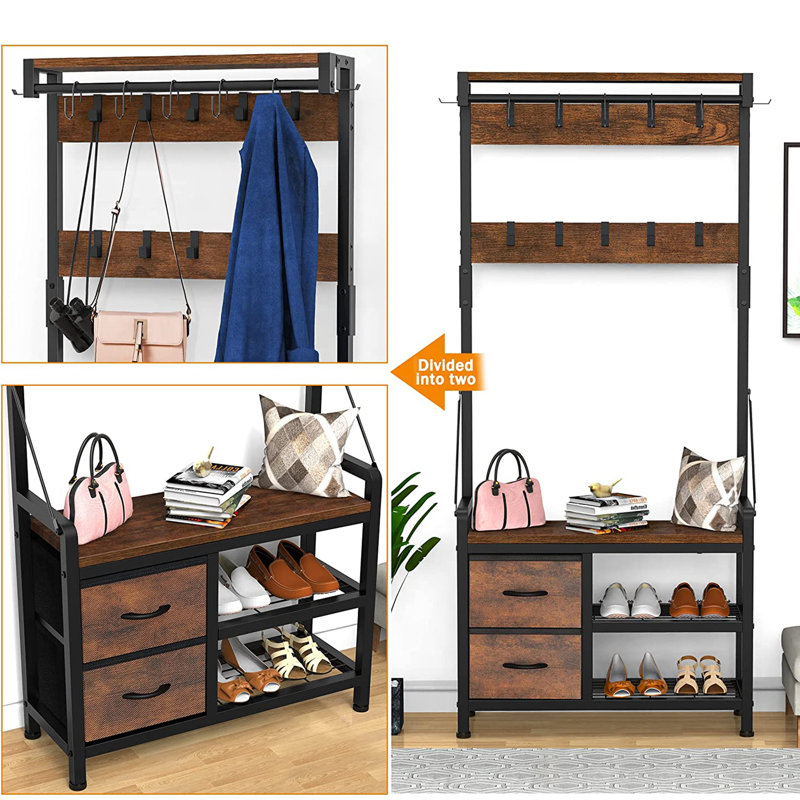Hall Tree 31.5'' Wide with Bench and Shoe Storage