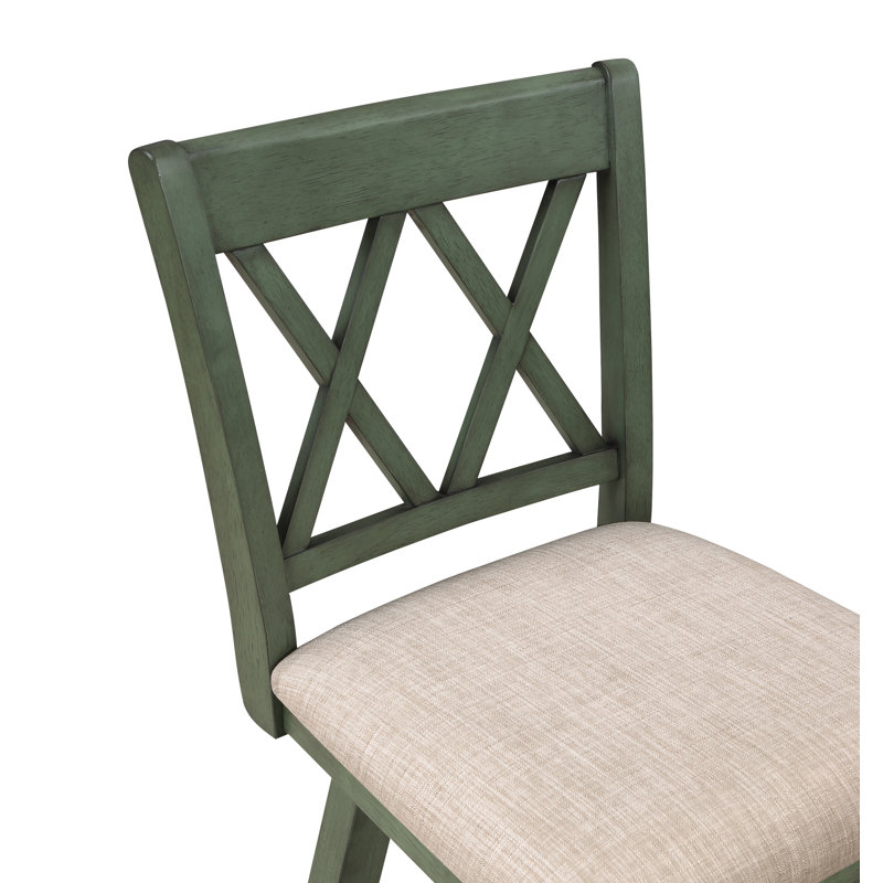 Swivel Upholstered Counter Stool, Counter Stool (24" Seat Height), Oatmeal Linen, Sage Green