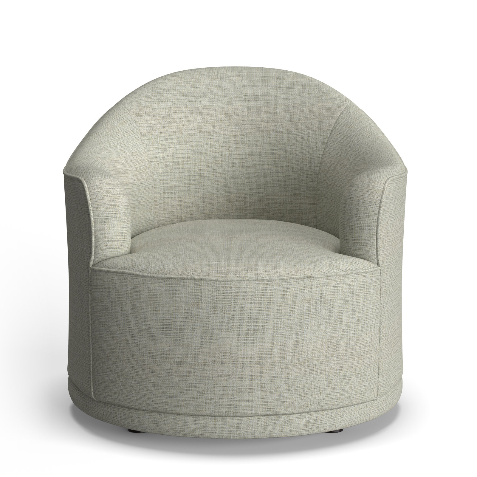 Upholstered Swivel Barrel Chair,  Light Beige Textured Weave