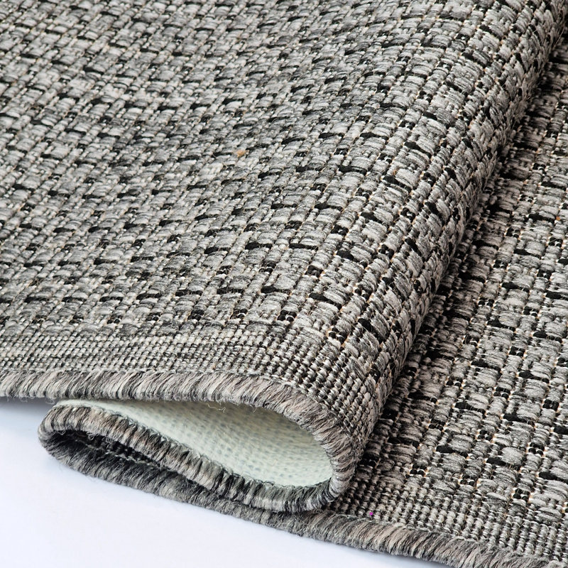 Non Slip Plain Solid Rug Flat Weave Kitchen Living Room Carpet, Rectangle 60 x 230 cm, Grey