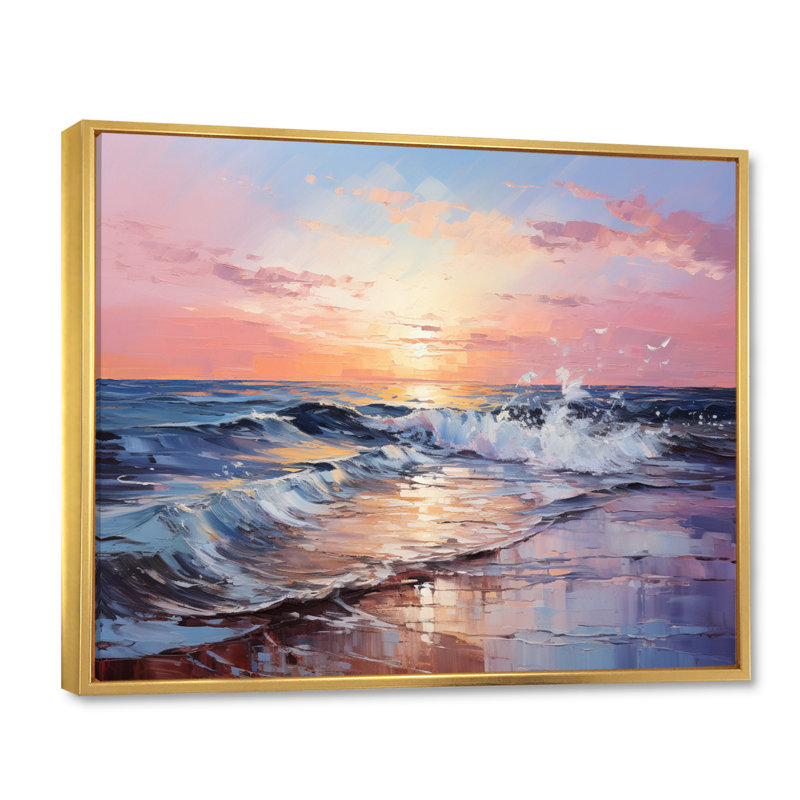 Ocean Pink Serenade Pastoral II - Landscapes Wall Decor, H 30 po x l 40 po x P 1,5 po, Cadre flottant doré