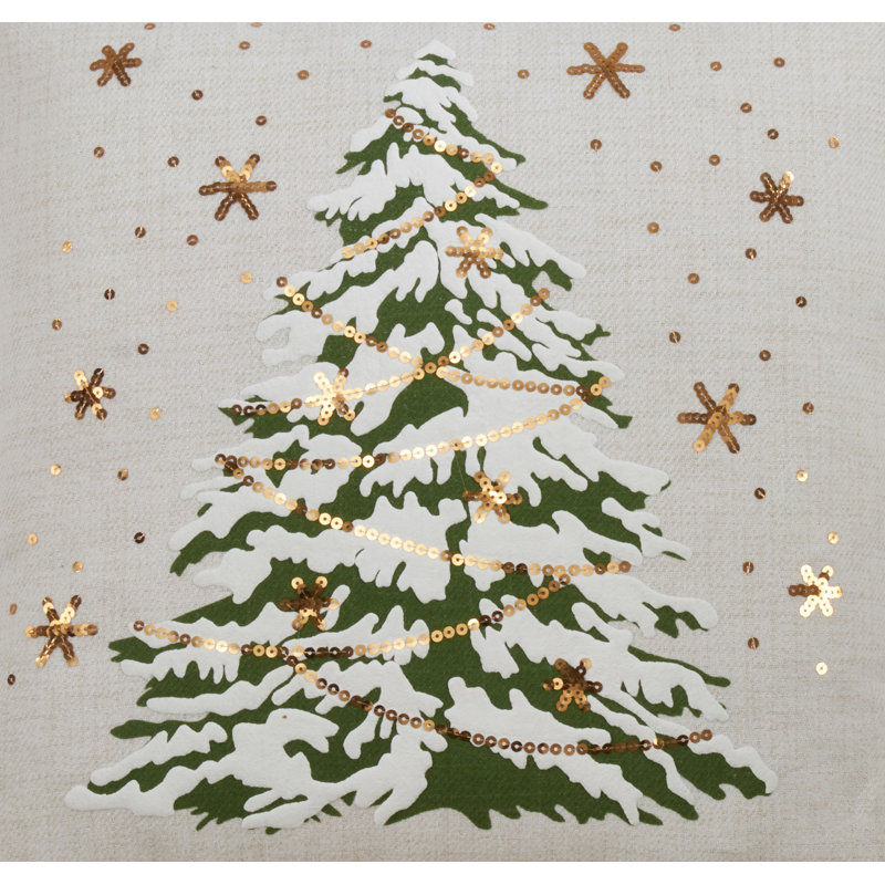 Ivory Christmas Tree LED Lights Throw Pillow