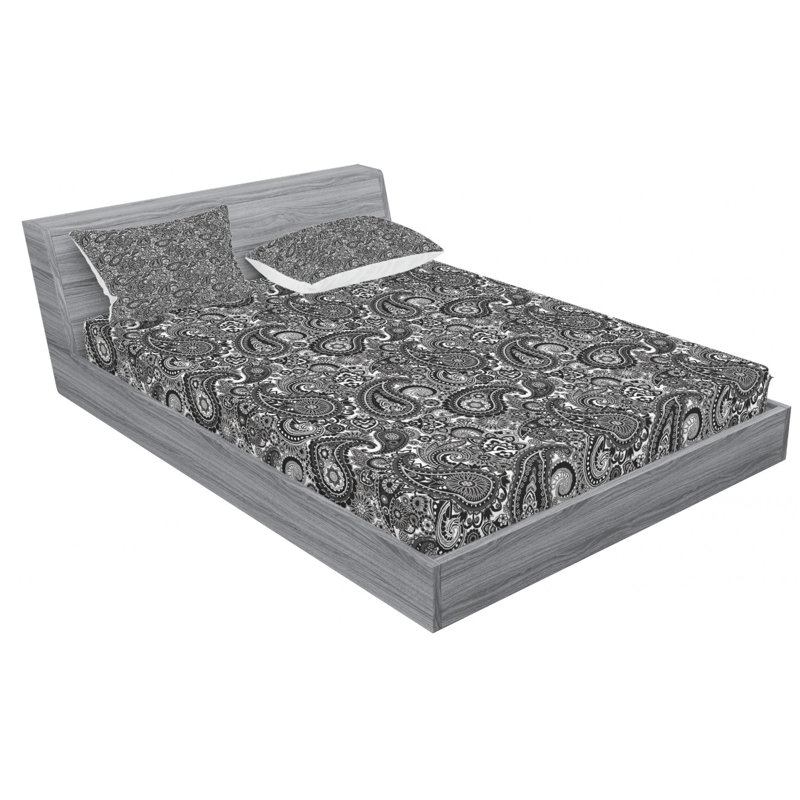 Microfiber Paisley Sheet Set, Queen Sheet Set + Fitted Sheet + 2 Pillowcases