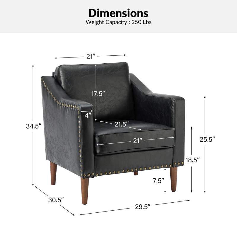 Fauteuil en cuir Almetia, Similicuir noir
