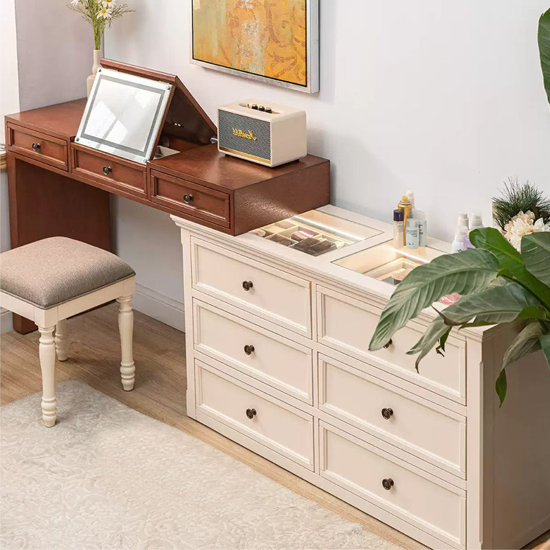 Solid wood retro style multi-functional dresser