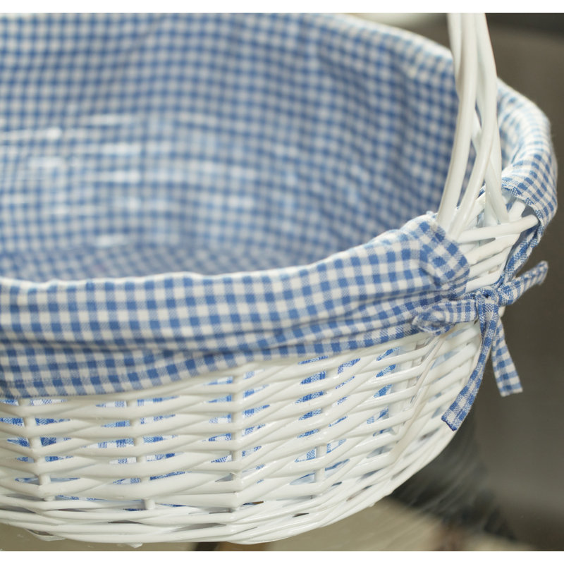 Rosalind Wheeler Wicker Decorative Basket, White/Blue