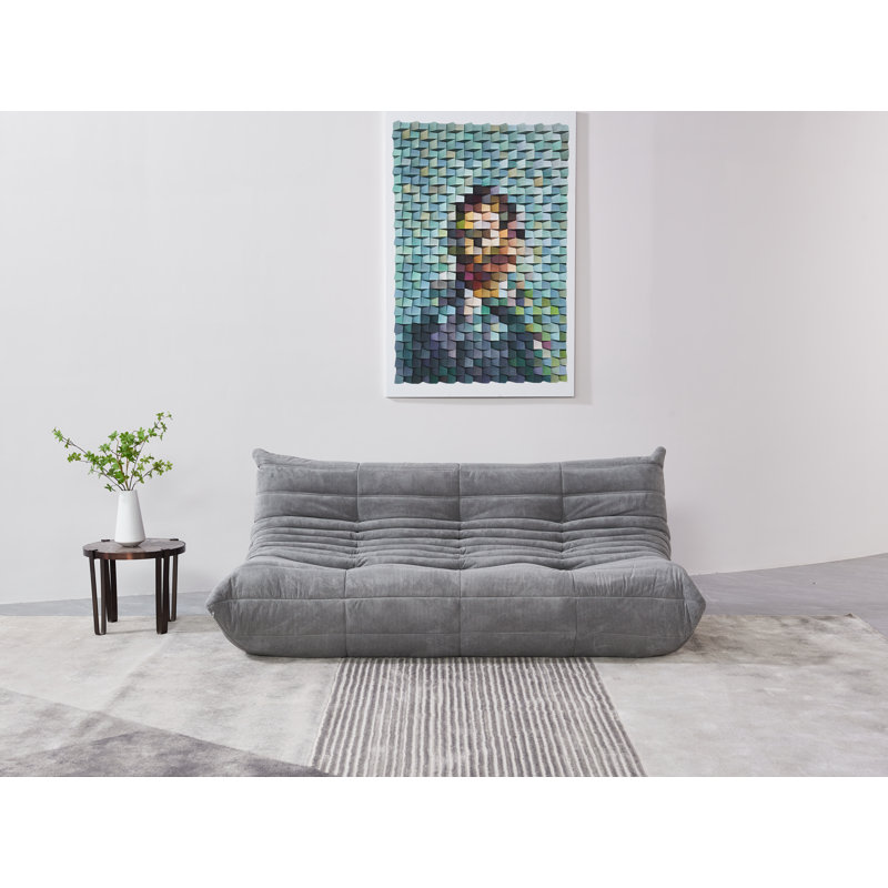 Canapé sans accoudoirs Humira, Velours côtelé gris