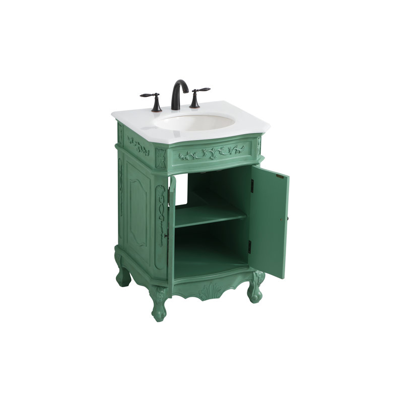 Ensemble de meuble-lavabo simple 24 po Lunette, Menthe rétro, Blanc cassé