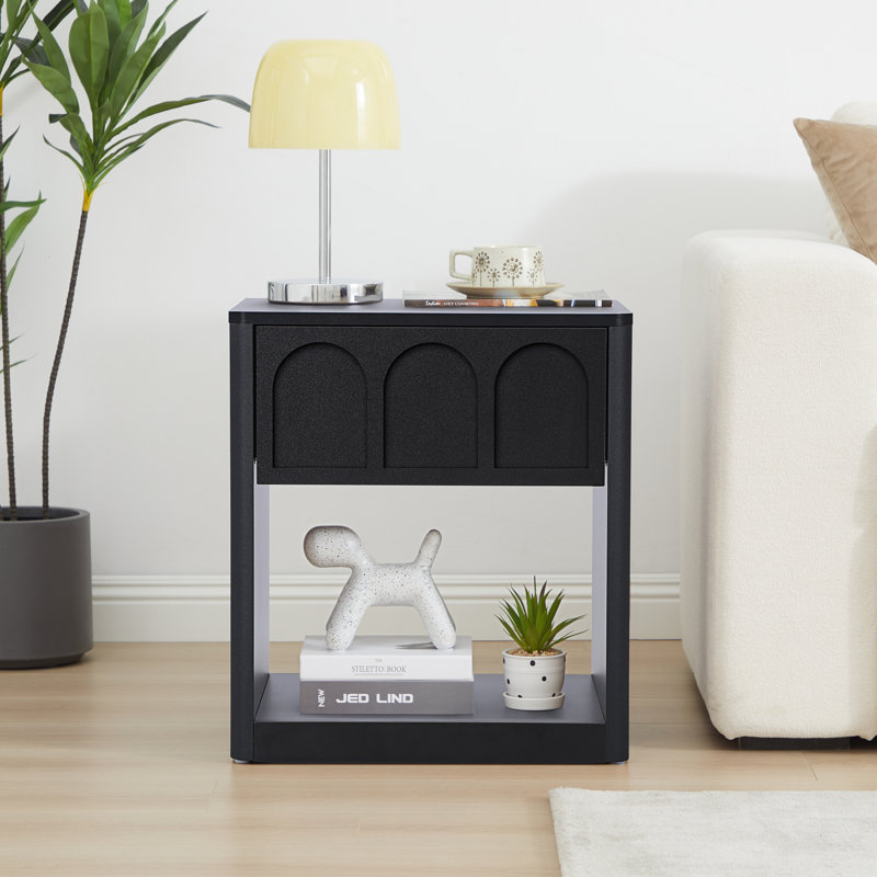 19.69'' W 1 Drawer Nightstand, Black