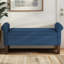 Banc de rangement rembourré en bleu avec assise rembourrée et rembourrée de mousse, grande facilité, pieds en bois massif rabattable noyer moyen, l 46 po x P 17,5 po x H 22 po, avec volume suffisant, finition noyer,