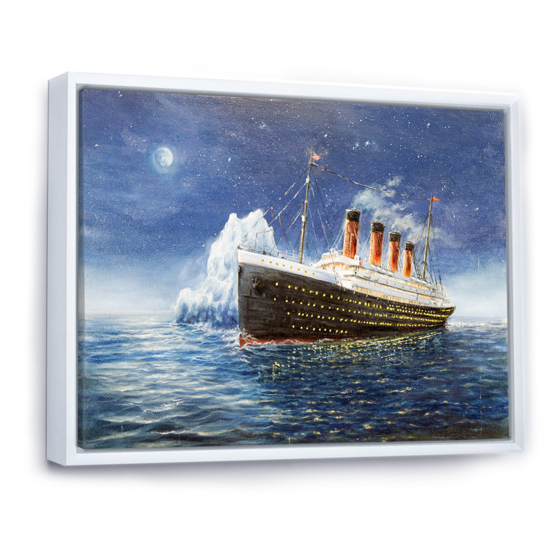 Titanic - reproduction sur toile, H 24 po x l 36 po x P 1 po, Toile avec cadre flottant blanc