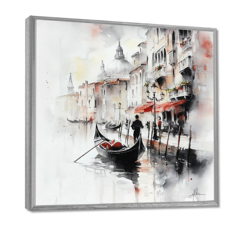 «Venice Grand Canal Landscape I - Venice», reproduction d'art mural, H 16 po x l 16 po, Argent argent