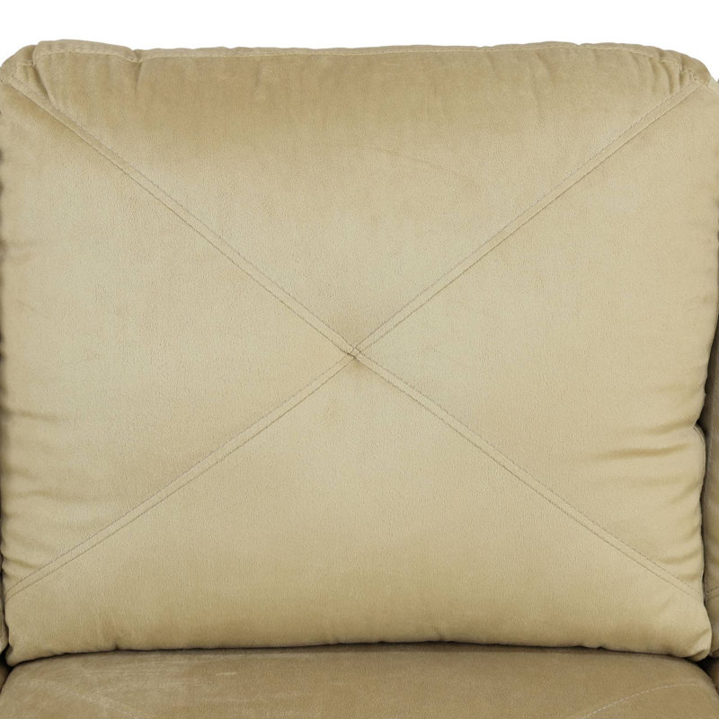 Cream Beige L Shaped Left Hand Facing Sectional Sofa, Sofa & Chaise, Left Hand Facing, Beige Velvet