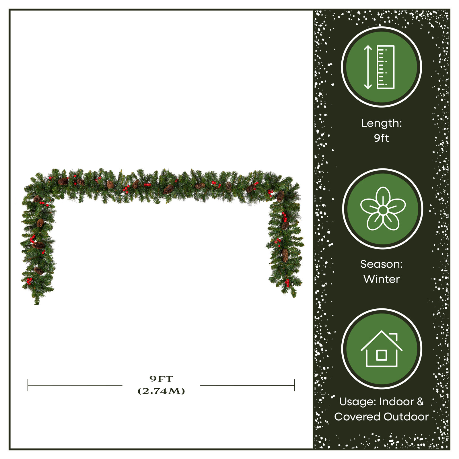 National Tree Company Crestwood 10" Pre-Lit Garland