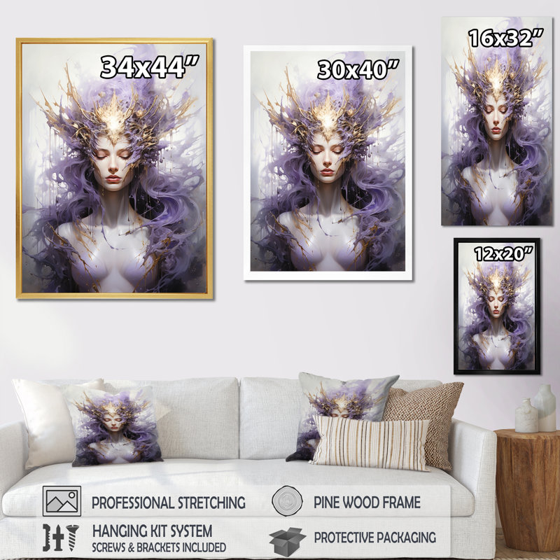«Woman Meditation Mind» sur impression sur toile, Cadre flottant noir, H 32 po x l 16 po