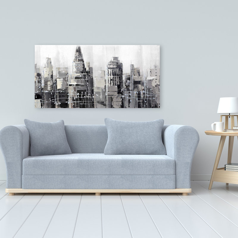 «Gray City Modern», art mural de chambre à coucher, décoration intérieure