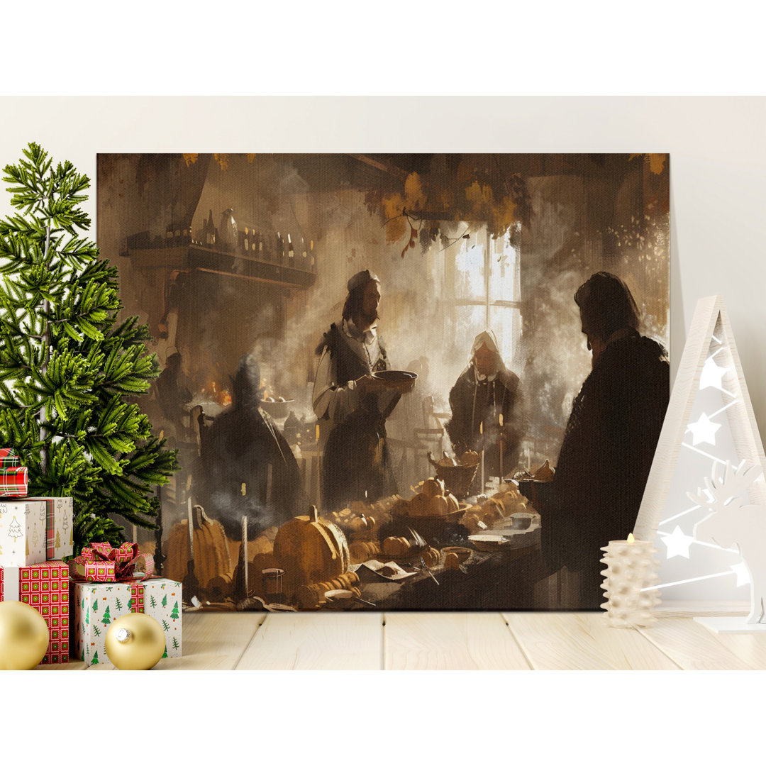 Harvest Feast Canvas Wall Art, Renaissance Style, Gallery Wrapped Canvas Print, Ready to Hang, Archival Quality, Kitchen Decor, Fall Decor
