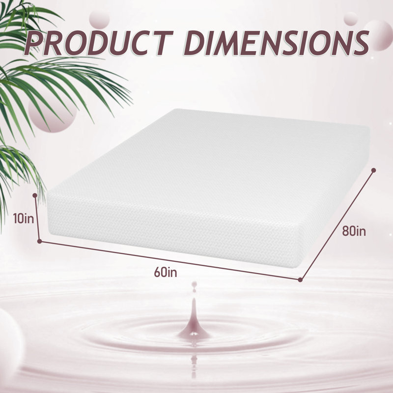 Matelas en mousse à mémoire de forme moyenne Alwyn Home Metompkin, 10", Grand