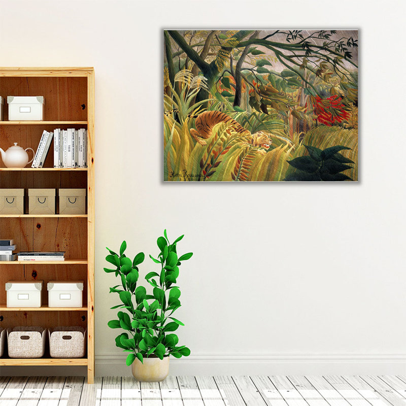 Tigre dans une tempête tropicale, 1891 - reproduction d'art sur toile, H 16 po x l 20 po