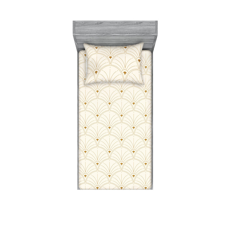 Microfiber Floral Sheet Set, Eggshell/Sand Brown, Twin Sheet Set + 1 Pillowcase