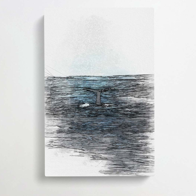 Blue Whale in Abstract - Wrapped Canvas, 76cm H x 50cm W x 3cm D