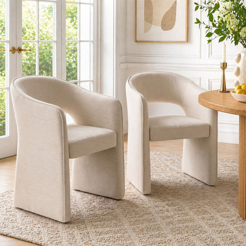 Chaises de salle à manger rembourrées Modern, Beige