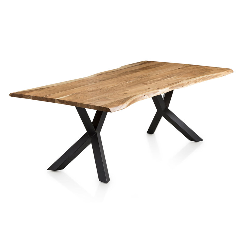 Colne Acacia Metal Base Dining Table, 75cm H x 200cm L x 100cm W