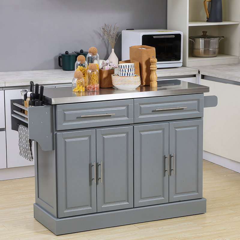 Îlot de cuisine roulant, gris, Gris