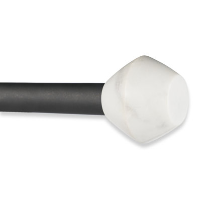 Ensemble de 2 tringles à rideaux modernes en marbre blanc rustique et noir mat 84 po à 144 po Modern Farmhouse