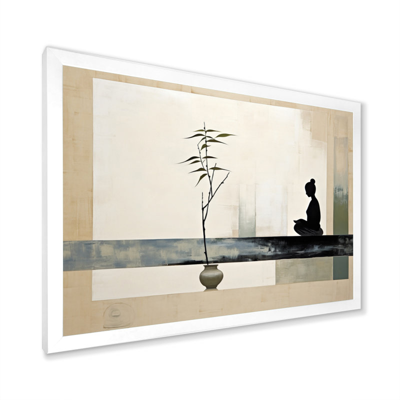 Mahmod Asian Art Modern Zen I - Art asiatique, art mural, H 30 po x l 40 po, Cadre photo unique, Blanc