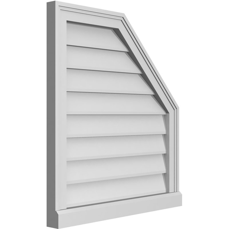 Half Octagon Top Right Surface Mount Signature Urethane Non-Functional Gable Vent Primed Tan, 26" H x 24" W x 2" D