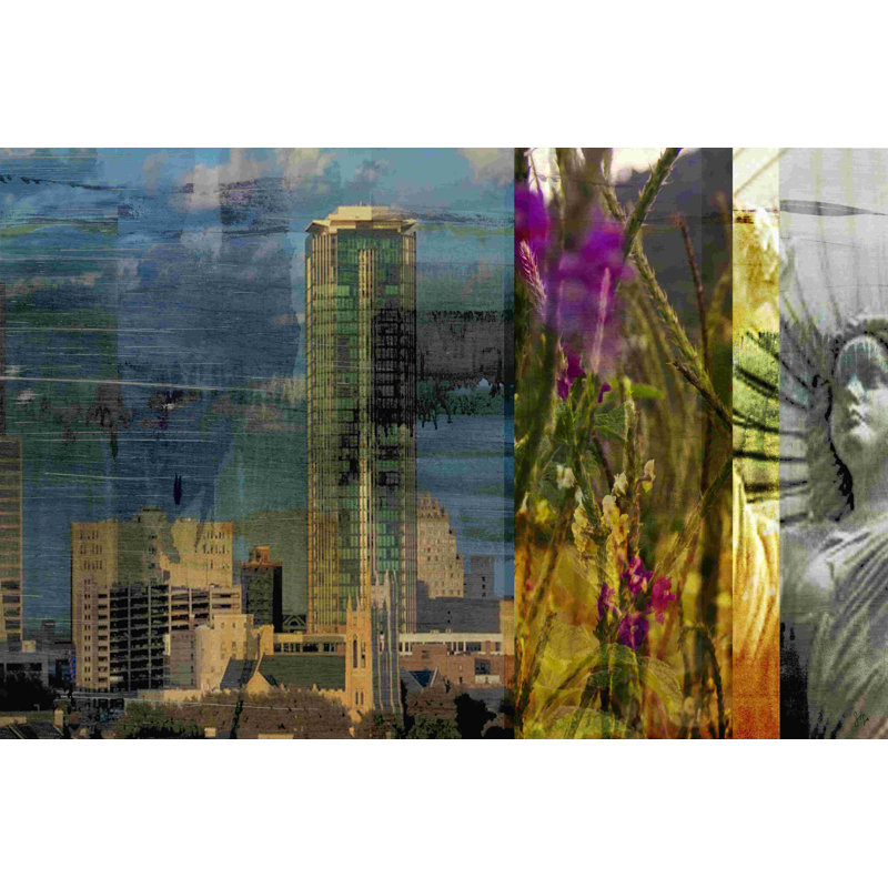 " Fort Worth Collage II " by Sisa Jasper Painting Print, 8" H x 12" W  
