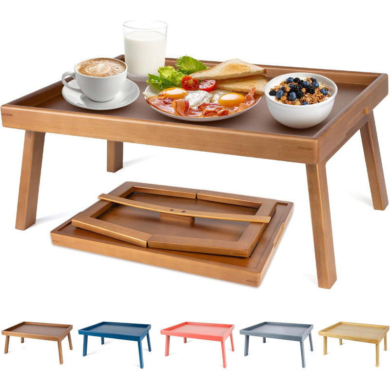 Plateau de table de lit en bambou avec barre de support et pieds pliables, table de plateaux de repas pour canapé-lit et ordinateurs portables, table de plateau de tour de télévision sur canapé (brevet d'invention)