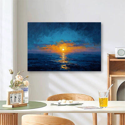 Grande galerie d'art sur toile tendue, art marin bleu marine serein abstrait océan pour le salon et la chambre à coucher