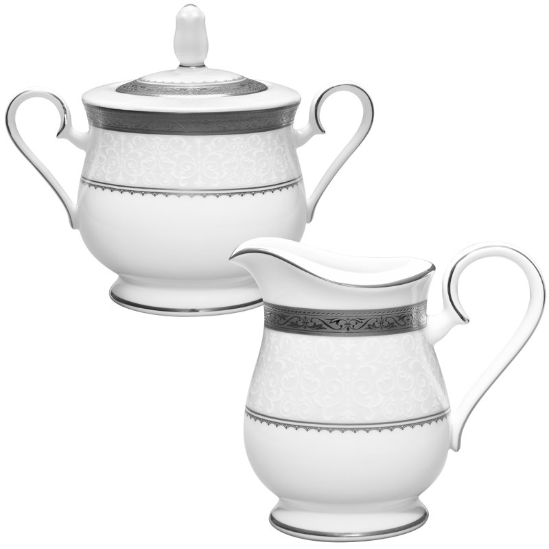 Ensemble sucrier et crémier Noritake Odessa, Platine