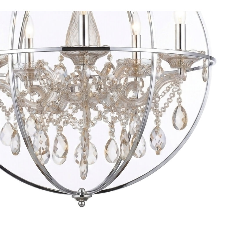 5-Light Chrome Chandelier With Clear Crystals