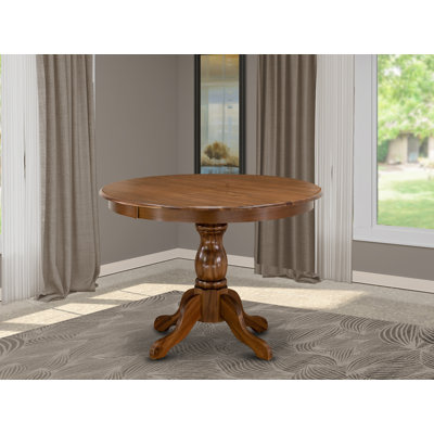 Hartland Dining Table - a Round Wooden Table Top with Pedestal Base, Antique Walnut