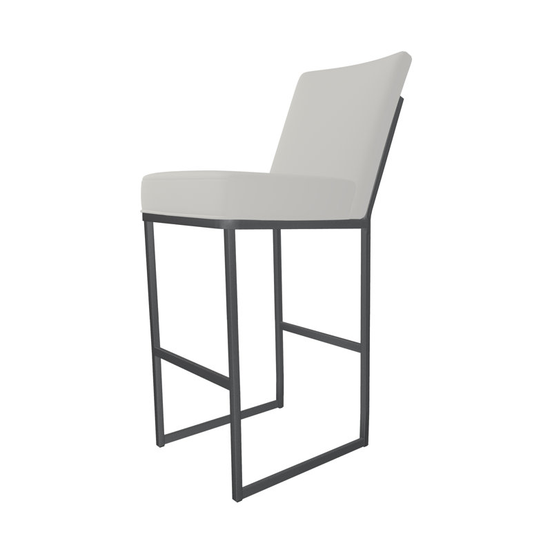 Tabouret rembourré Kelsey, Tabouret de comptoir (siège d'une hauteur de 26 p, Lustrous Siver - blanc, Vail blanc pur