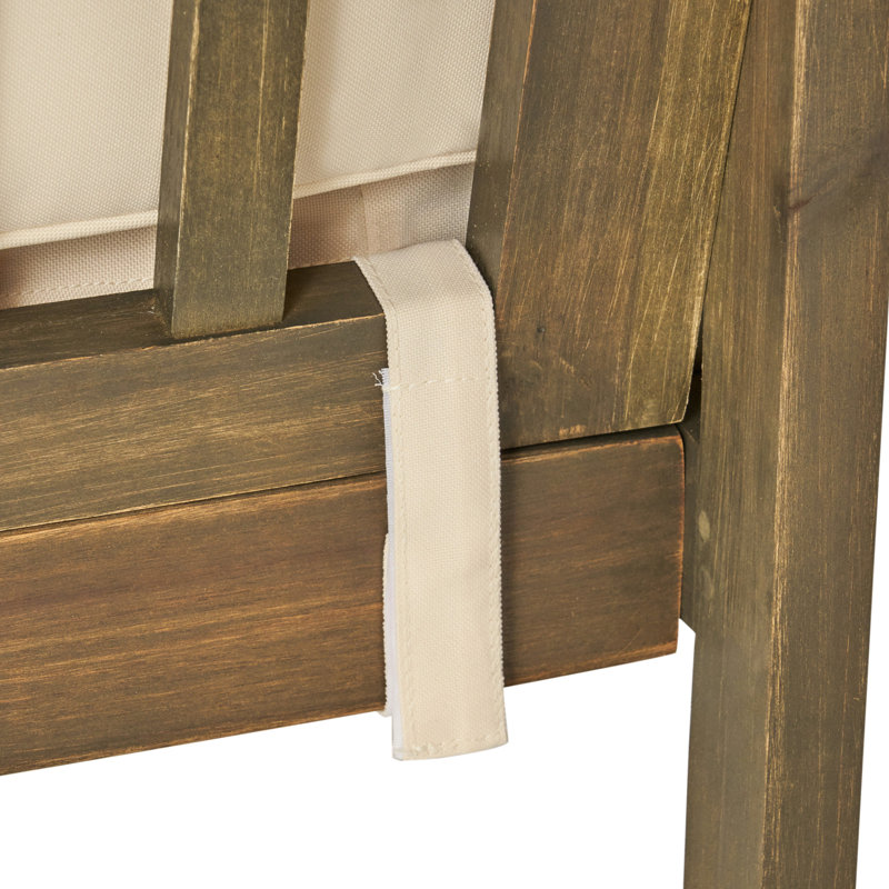 2 Outdoor Wood Chairs - Gray Finish And Cream Cushions Of Seating Protected, Gray/Cream, Brown