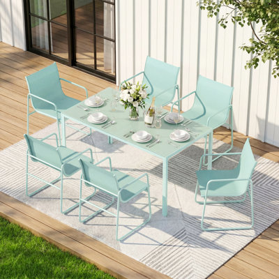 Rectangular 6 - Person 59.3" L Outdoor Restaurant Dining Set, Weather Resistant Patio Dining Set